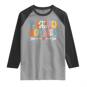 Proud Boomer Raglan Shirt Boomers Generation Peace Sign Hippie 50s 60s TS10 Sport Gray Black Print Your Wear