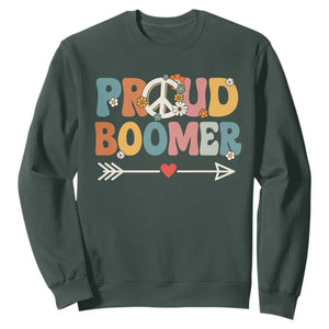 Proud Boomer Sweatshirt Boomers Generation Peace Sign Hippie 50s 60s TS10 Dark Forest Green Print Your Wear