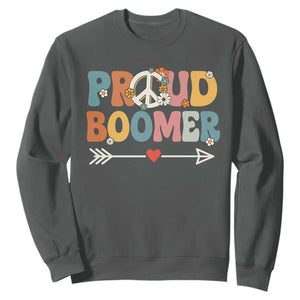 Proud Boomer Sweatshirt Boomers Generation Peace Sign Hippie 50s 60s TS10 Dark Heather Print Your Wear