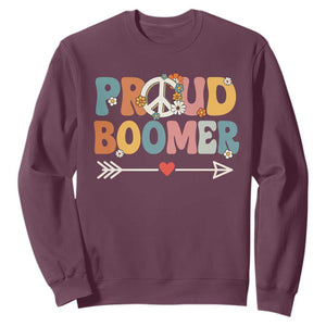 Proud Boomer Sweatshirt Boomers Generation Peace Sign Hippie 50s 60s TS10 Maroon Print Your Wear