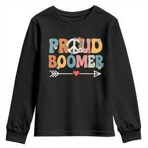 Proud Boomer Youth Sweatshirt Boomers Generation Peace Sign Hippie 50s 60s TS10 Black Print Your Wear