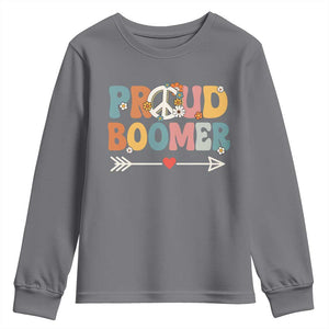 Proud Boomer Youth Sweatshirt Boomers Generation Peace Sign Hippie 50s 60s TS10 Charcoal Print Your Wear