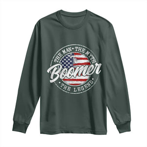 Boomers Generation Long Sleeve Shirt Vintage The Man The Myth The Legend American Flag TS10 Dark Forest Green Print Your Wear