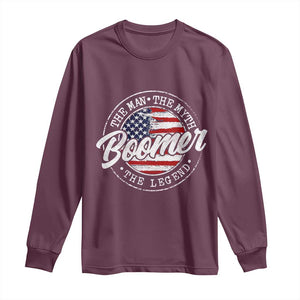 Boomers Generation Long Sleeve Shirt Vintage The Man The Myth The Legend American Flag TS10 Maroon Print Your Wear