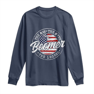 Boomers Generation Long Sleeve Shirt Vintage The Man The Myth The Legend American Flag TS10 Navy Print Your Wear