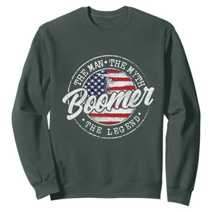 Boomers Generation Sweatshirt Vintage The Man The Myth The Legend American Flag TS10 Dark Forest Green Print Your Wear