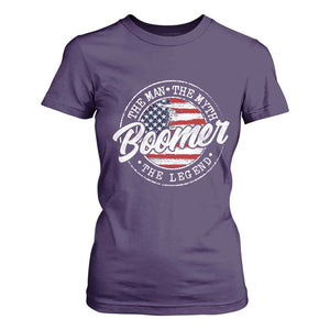Boomers Generation T Shirt For Women Vintage The Man The Myth The Legend American Flag TS10 Purple Print Your Wear