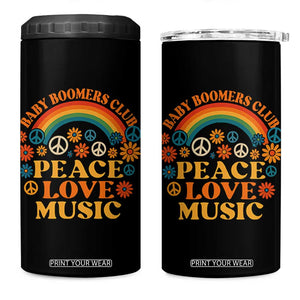 Baby Boomers Generation 4 in 1 Can Cooler Tumbler Peace Love Music 60s Hippe TS10 One Size: 16 oz Black Print Your Wear