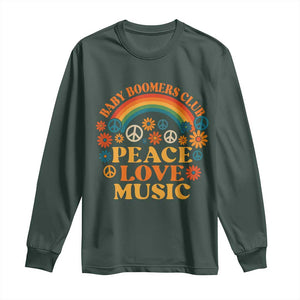 Baby Boomers Generation Long Sleeve Shirt Peace Love Music 60s Hippe TS10 Dark Forest Green Print Your Wear
