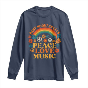 Baby Boomers Generation Long Sleeve Shirt Peace Love Music 60s Hippe TS10 Navy Print Your Wear