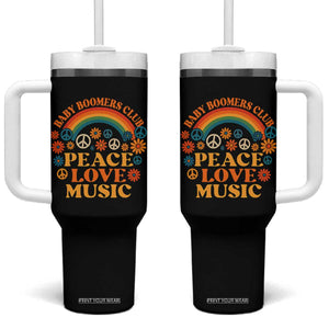 Baby Boomers Generation Tumbler With Handle Peace Love Music 60s Hippe TS10 One Size: 40 oz Black Print Your Wear