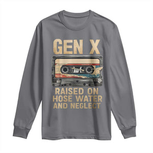 Gen X Long Sleeve Shirt Vintage Cassette Tape Raised On Hose Water And Neglect Nostalgia TS10 Charcoal Print Your Wear