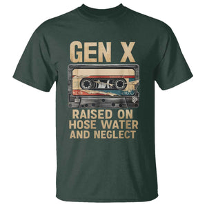 Gen X T Shirt Vintage Cassette Tape Raised On Hose Water And Neglect Nostalgia TS10 Dark Forest Green Print Your Wear