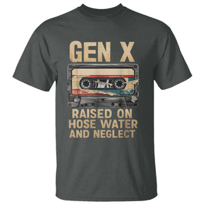 Gen X T Shirt Vintage Cassette Tape Raised On Hose Water And Neglect Nostalgia TS10 Dark Heather Print Your Wear