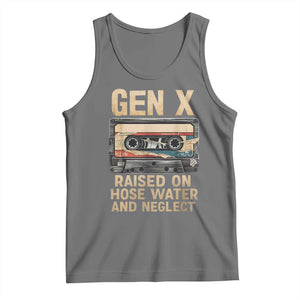 Gen X Tank Top Vintage Cassette Tape Raised On Hose Water And Neglect Nostalgia TS10 Black Heather Print Your Wear