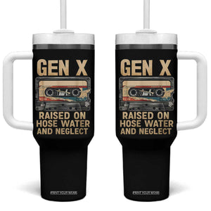 Gen X Tumbler With Handle Vintage Cassette Tape Raised On Hose Water And Neglect Nostalgia TS10 One Size: 40 oz Black Print Your Wear