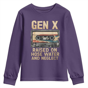 Gen X Youth Sweatshirt Vintage Cassette Tape Raised On Hose Water And Neglect Nostalgia TS10 Purple Print Your Wear