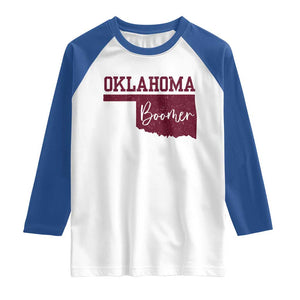 Oklahoma Boomer Raglan Shirt TS10 White Royal Print Your Wear