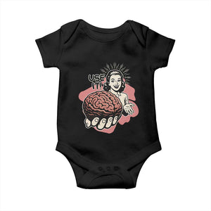 Sarcastic Vintage Baby Onesie Funny Retro 50s Use Your Brain Aesthetic TS10 Black Print Your Wear