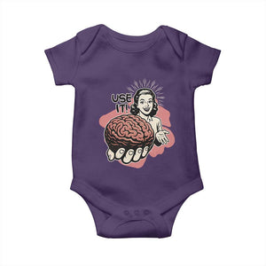 Sarcastic Vintage Baby Onesie Funny Retro 50s Use Your Brain Aesthetic TS10 Purple Print Your Wear