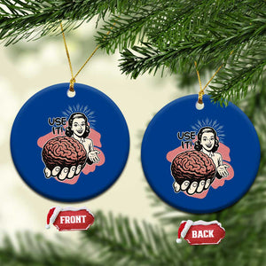 Sarcastic Vintage Ceramic Ornament Funny Retro 50s Use Your Brain Aesthetic TS10 1pc Blue Print Your Wear