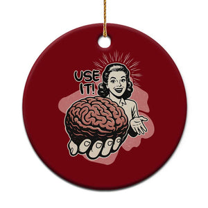 Sarcastic Vintage Ceramic Ornament Funny Retro 50s Use Your Brain Aesthetic TS10 1pc Red Print Your Wear