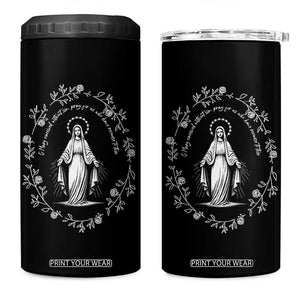 Marian Catholic 4 in 1 Can Cooler Tumbler Virgin Mary Floral Women Religious Catholic Gift TS10 One Size: 16 oz Black Print Your Wear