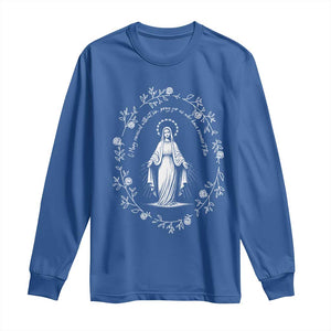 Marian Catholic Long Sleeve Shirt Virgin Mary Floral Women Religious Catholic Gift TS10 Royal Blue Print Your Wear