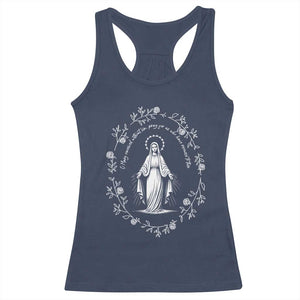 Marian Catholic Racerback Tank Top Virgin Mary Floral Women Religious Catholic Gift TS10 Navy Print Your Wear