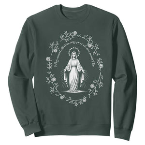 Marian Catholic Sweatshirt Virgin Mary Floral Women Religious Catholic Gift TS10 Dark Forest Green Print Your Wear
