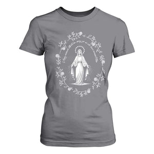 Marian Catholic T Shirt For Women Virgin Mary Floral Women Religious Catholic Gift TS10 Charcoal Print Your Wear