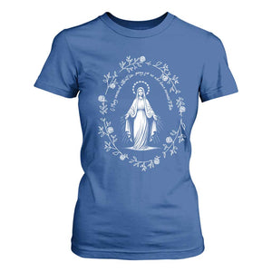 Marian Catholic T Shirt For Women Virgin Mary Floral Women Religious Catholic Gift TS10 Royal Blue Print Your Wear