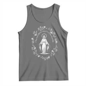 Marian Catholic Tank Top Virgin Mary Floral Women Religious Catholic Gift TS10 Black Heather Print Your Wear
