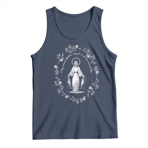 Marian Catholic Tank Top Virgin Mary Floral Women Religious Catholic Gift TS10 Navy Print Your Wear