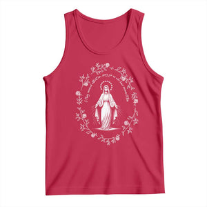 Marian Catholic Tank Top Virgin Mary Floral Women Religious Catholic Gift TS10 Red Print Your Wear