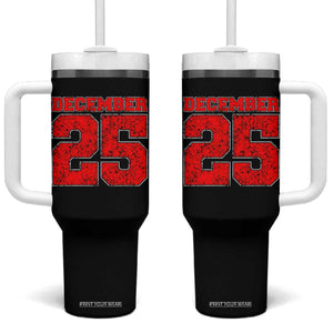 Retro December 25 Christmas Tumbler With Handle Vintage Holiday TS10 One Size: 40 oz Black Print Your Wear