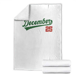 Retro Christmas December 25 Throw Blanket Retro Vintage Script Holiday Trip TS10 White Print Your Wear