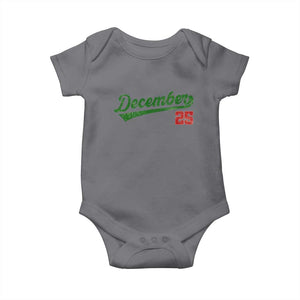 Retro Christmas December 25 Baby Onesie Retro Vintage Script Holiday Trip TS10 Charcoal Print Your Wear