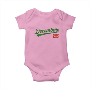 Retro Christmas December 25 Baby Onesie Retro Vintage Script Holiday Trip TS10 Light Pink Print Your Wear
