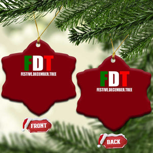 Subtle FDT Christmas Ceramic Ornament Hidden Message Funny Festive December Tree - Print Your Wear