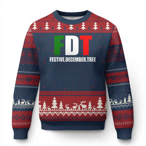 Subtle FDT Xmas Ugly Christmas Sweater Hidden Message Funny Festive December Tree TS10 Navy Red Print Your Wear