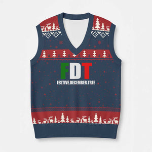 Subtle FDT Xmas V-Neck Knit Sweater Vest Hidden Message Funny Festive December Tree TS10 Navy Red Print Your Wear