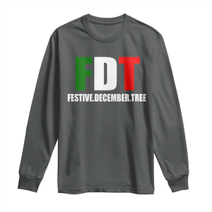 Subtle FDT Christmas Long Sleeve Shirt Hidden Message Funny Festive December Tree TS10 Dark Heather Print Your Wear