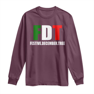 Subtle FDT Christmas Long Sleeve Shirt Hidden Message Funny Festive December Tree TS10 Maroon Print Your Wear