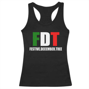 Subtle FDT Christmas Racerback Tank Top Hidden Message Funny Festive December Tree - Print Your Wear