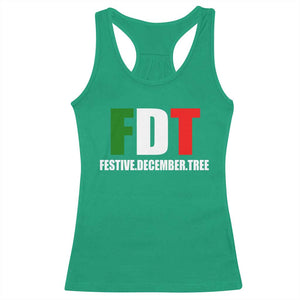 Subtle FDT Christmas Racerback Tank Top Hidden Message Funny Festive December Tree - Print Your Wear