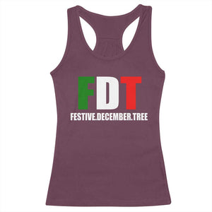 Subtle FDT Christmas Racerback Tank Top Hidden Message Funny Festive December Tree - Print Your Wear