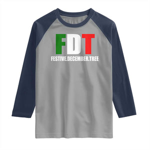 Subtle FDT Christmas Raglan Shirt Hidden Message Funny Festive December Tree TS10 Sport Gray Navy Print Your Wear