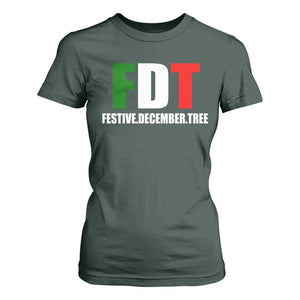 Subtle FDT Christmas T Shirt For Women Hidden Message Funny Festive December Tree TS10 Dark Forest Green Print Your Wear