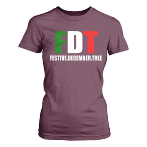 Subtle FDT Christmas T Shirt For Women Hidden Message Funny Festive December Tree TS10 Maroon Print Your Wear